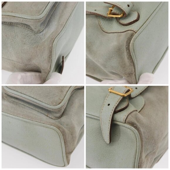 GUCCI Bamboo Backpack Suede Light Blue Gold 003 2058 0016 Auth 151681 main image 5